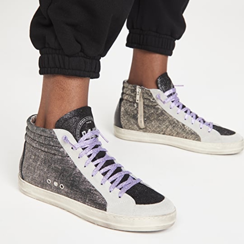 P448 Women's Skate High Top Glitter Platform Sneakers